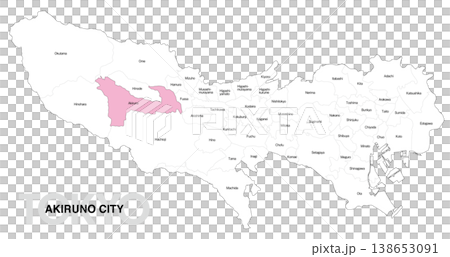 [日本地図] 東京都あきる野市の市区町村名入り位置地図 138653091