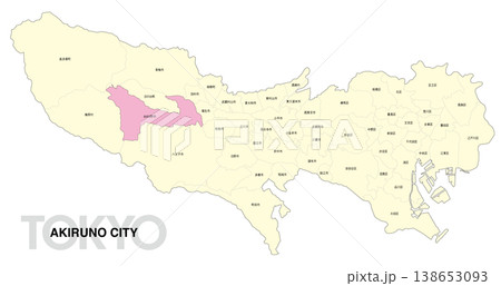 [日本地図] 東京都あきる野市の市区町村名入り位置地図 138653093