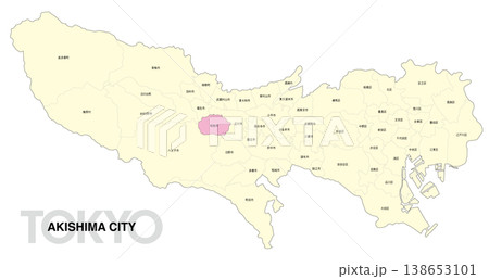 [日本地図] 東京都昭島市の市区町村名入り位置地図 138653101