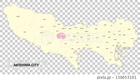 [Map of Japan] Location map of Akishima City, Tokyo, with city/ward names. 138653101