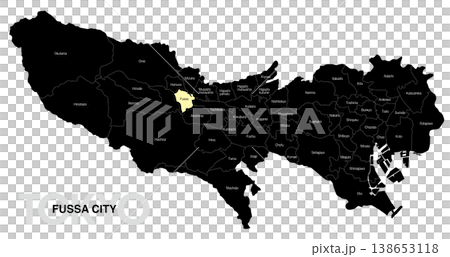 [Map of Japan] Location map of Fussa City, Tokyo, with city/ward names (English) 138653118