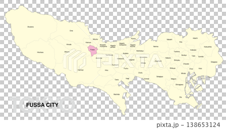 [Map of Japan] Location map of Fussa City, Tokyo, with city/ward names (English) 138653124