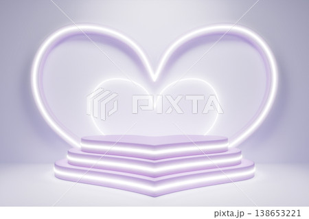 Glowing heart shaped stage with neon light for romantic display 138653221