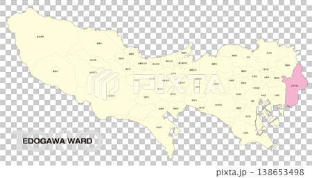[Map of Japan] Location map of Edogawa Ward, Tokyo, including the names of municipalities. 138653498