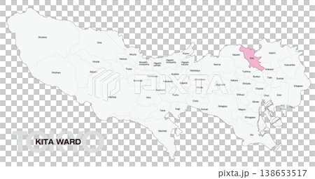 [Map of Japan] Location map of Kita Ward, Tokyo, including the names of municipalities (English) 138653517