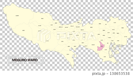 [日本地図] 東京都目黒区の市区町村名入り位置地図 138653538
