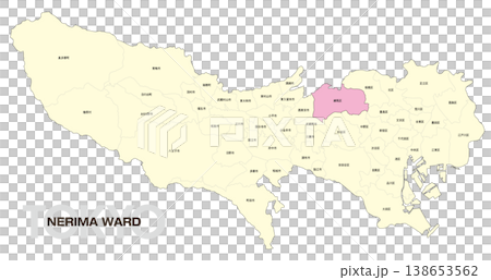 [Map of Japan] Location map of Nerima Ward, Tokyo, including the names of the surrounding municipalities. 138653562