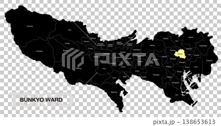 [Map of Japan] Location map of Bunkyo Ward, Tokyo, including the names of the surrounding municipalities (English) 138653613