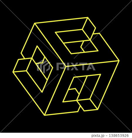 Impossible shapes. Sacred geometry figures. Optical illusion. Abstract eternal geometric object. Impossible endless outline. Line art. Optical art. Impossible shapes. Sacred geometry figures. Optical illusion. Abstract eternal geometric object. Impossible endless outline. Line art. Optical art. 138653926