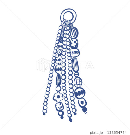 Doodle style keychain and pendant. Decorative key holder in flat design. Vector illustration. 138654754