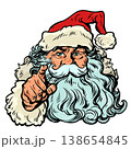 Pop Art Retro Santa Claus points. Special offer for Christmas and New Year's holidays. Discounts on New Year's holidays and gifts. 138654845