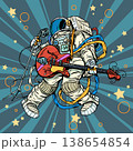 Pop Art Retro An astronaut sings with a guitar. Music service for businesses. A global music hit. 138654854