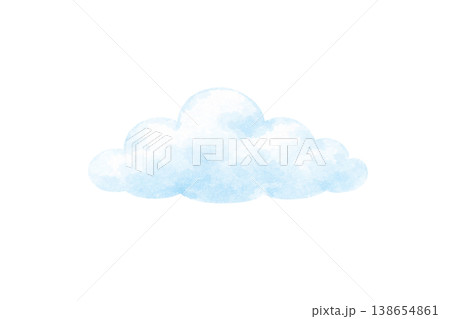 水彩の雲 シンプルな空素材 青空イラスト 138654861