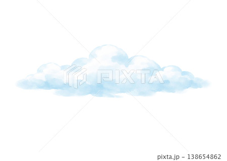 水彩の雲 シンプルな空素材 青空イラスト 138654862