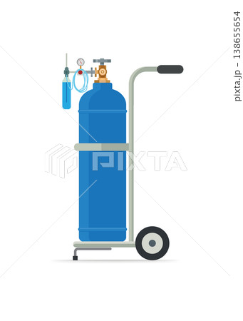 Blue Medical Oxygen Tank on a Portable Wheeled Trolley Stock Illustration. Blue Medical Oxygen Tank on a Portable Wheeled Trolley Stock Illustration. 138655654