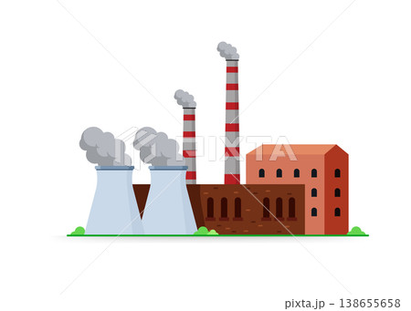 Industrial Factory Plant with Smoking Chimneys Stock Illustration. Industrial Factory Plant with Smoking Chimneys Stock Illustration. 138655658