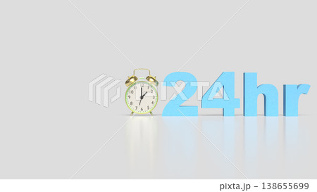 24 Hour Time Concept with Alarm Clock and Continuous Productivity 3d render. 138655699