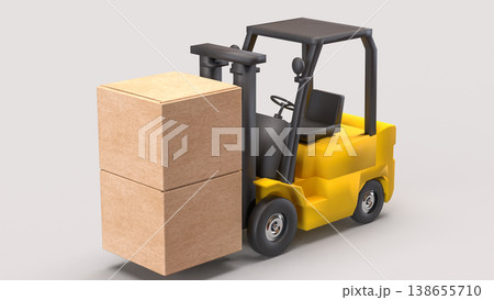 Forklift Carrying Boxes Logistics And Warehouse Concept 3d render. Forklift Carrying Boxes Logistics And Warehouse Concept 3d render. 138655710