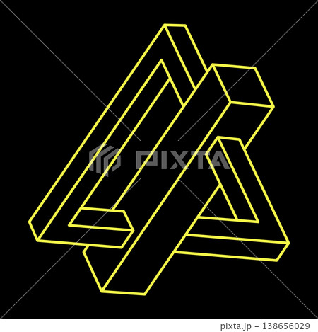 Impossible shape logo design, optical illusion object. Optical art. Sacred geometry figure. Escher style.  138656029