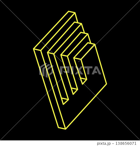 Optical illusion shape. Impossible object. Optical art figure. Line art.  138656071