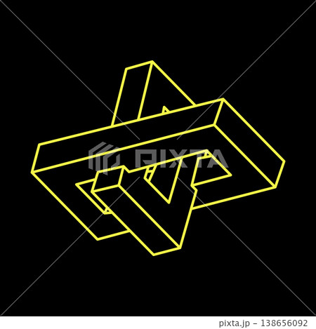 Impossible object. Optical illusion shape. 3d illustration. Geometric figures. Optical art. Impossible object. Optical illusion shape. 3d illustration. Geometric figures. Optical art. 138656092