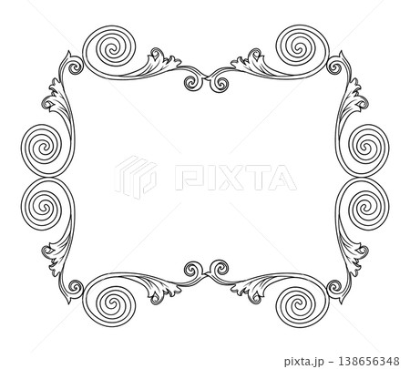 Abstract baroque frame with scroll elements vector illustration 138656348