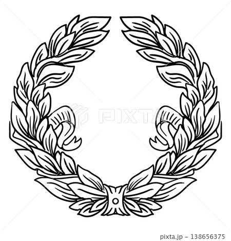 Hand drawn frame of laurel leaves vector illustration Hand drawn frame of laurel leaves vector illustration 138656375