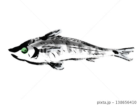 魚のメヒカリの筆書き和風イラスト素材 138656410