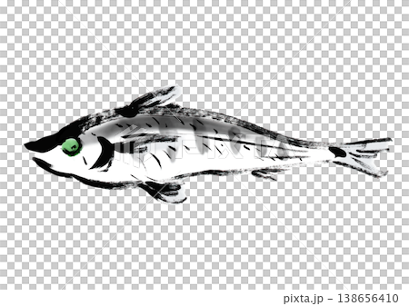 魚のメヒカリの筆書き和風イラスト素材 138656410