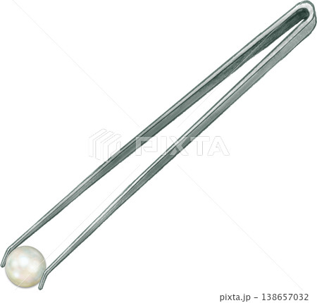 真珠取り出し体験_ピンセットで真珠の玉をつまむ 138657032