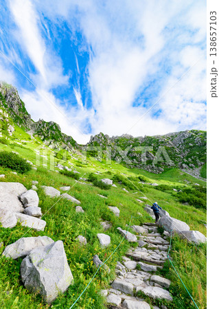 千畳敷カールの登山道と絶景 千畳敷カールの登山道と絶景 138657103