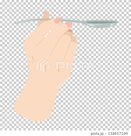 Illustration of a hand holding a spoon 138657199