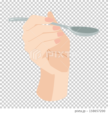 スプーンを持つ手のイラスト 138657200