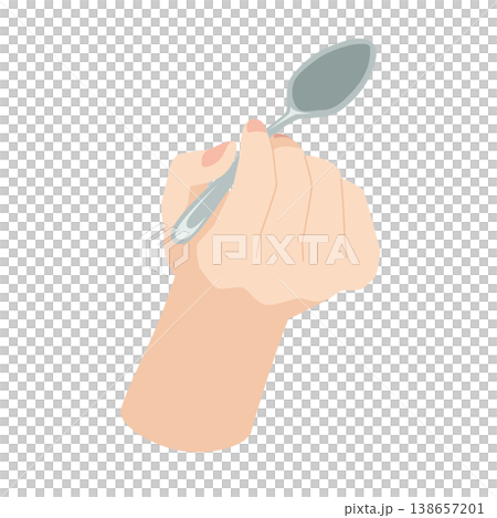 一手拿著湯匙的插圖 一手拿著湯匙的插圖 138657201