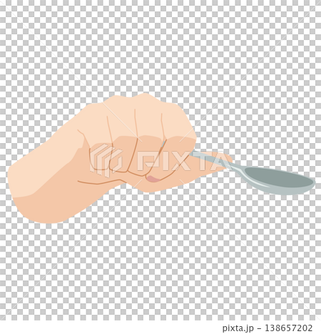 スプーンを握る手のイラスト スプーンを握る手のイラスト 138657202