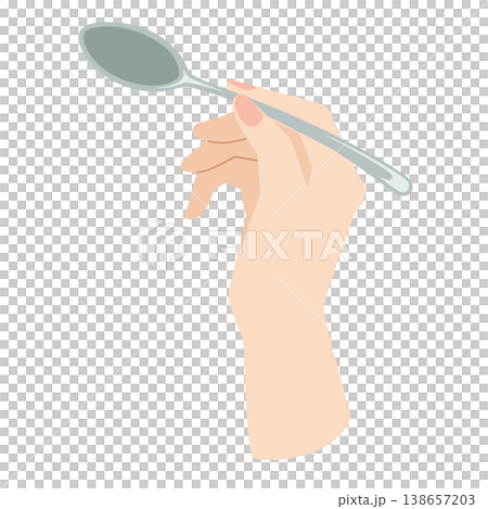 一手拿著湯匙的插圖 138657203