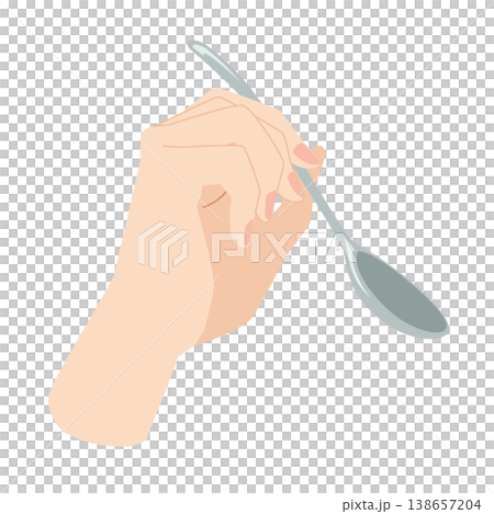 スプーンを持つ手のイラスト 138657204