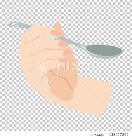 スプーンを持つ手のイラスト 138657205