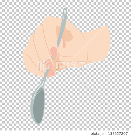 一手拿著湯匙的插圖 一手拿著湯匙的插圖 138657207