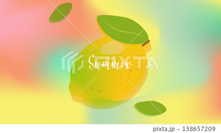 Vibrant summer mesh gradient background with Blurred Fruit soft color blends for ads, web design, banners, and marketing materials. vector illustration 138657209
