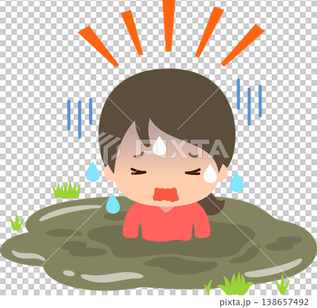 A young woman stuck in a bottomless swamp 138657492