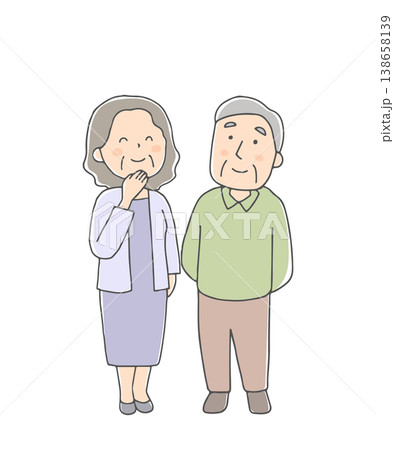 笑顔で見上げるシニア夫婦 138658139