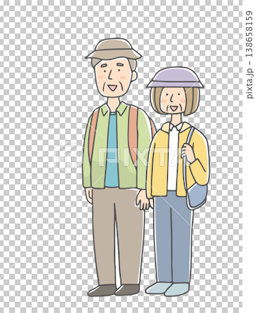 ハイキングを楽しむシニア夫婦 138658159