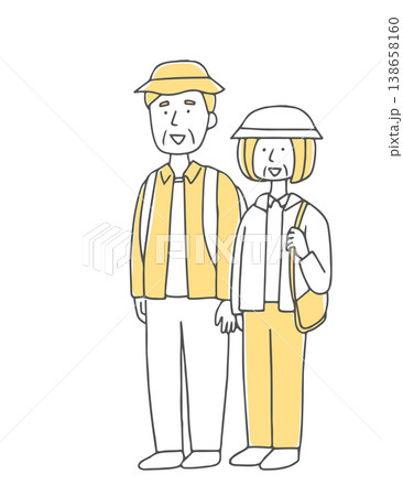 ハイキングを楽しむシニア夫婦単色 ハイキングを楽しむシニア夫婦単色 138658160