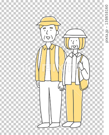ハイキングを楽しむシニア夫婦単色 ハイキングを楽しむシニア夫婦単色 138658160