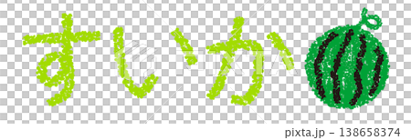 クレヨン素材　手描きの文字　すいか 138658374