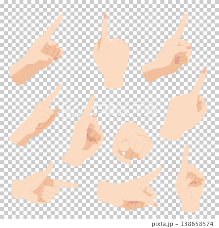 10 illustrations of pointing fingers. 138658574
