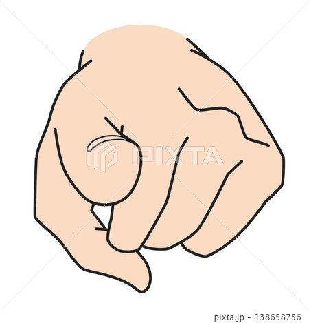 人差し指で正面を指す左手のイラスト 138658756