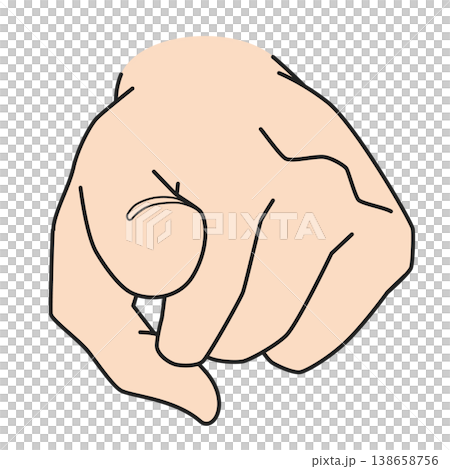 人差し指で正面を指す左手のイラスト 138658756