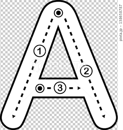 Letter A Tracing Worksheet for Kids, Black and White Alphabet Handwriting Practice 138658787